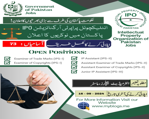 Government of Pakistan Jobs (Intellectual Property Organization IPO of Pakistan)